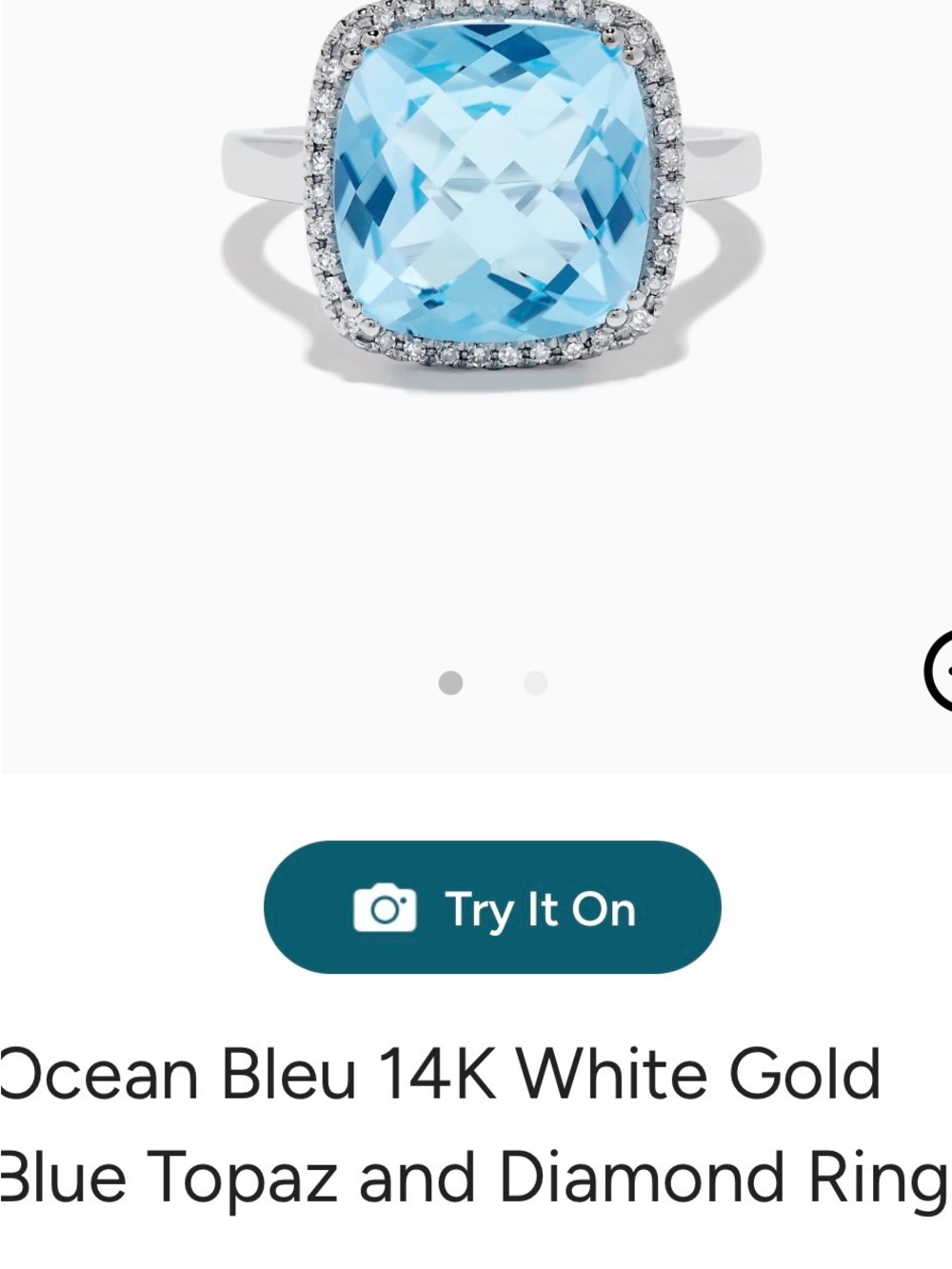 14K White Gold Blue Topaz and Diamond Ring